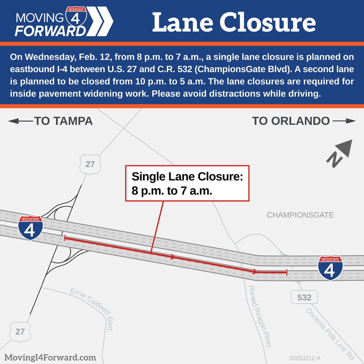 Map with lane closures