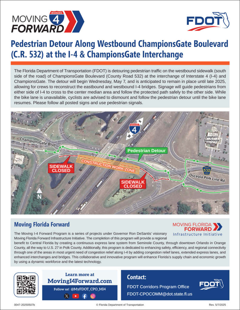ChampionsGate Pedestrian Sidewalk Detour