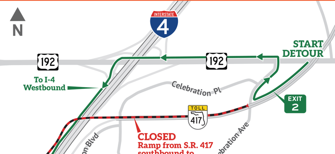 Ramp Closure: S.R. 417 southbound ramp to I-4 westbound[