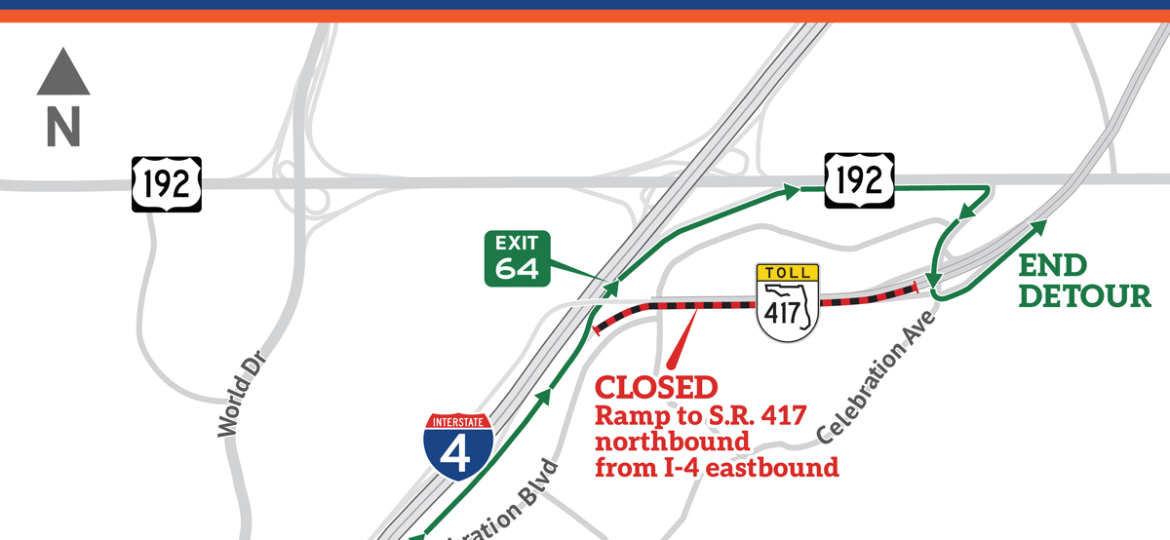 Ramp Closure: S.R. 417 northbound from I-4 eastbound